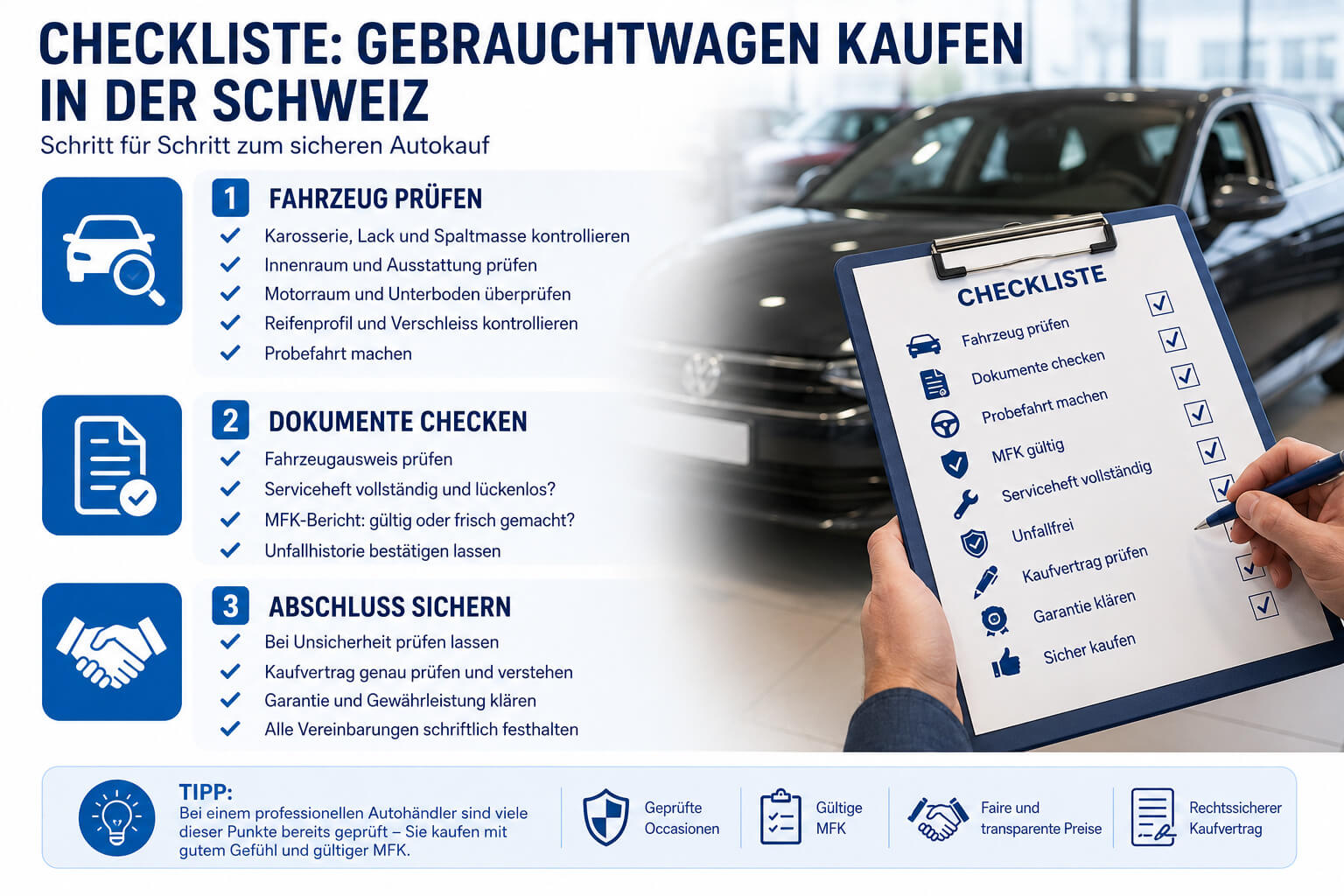 Gebrauchtwagen kaufen in der Schweiz – worauf achten? (Checkliste 2026)